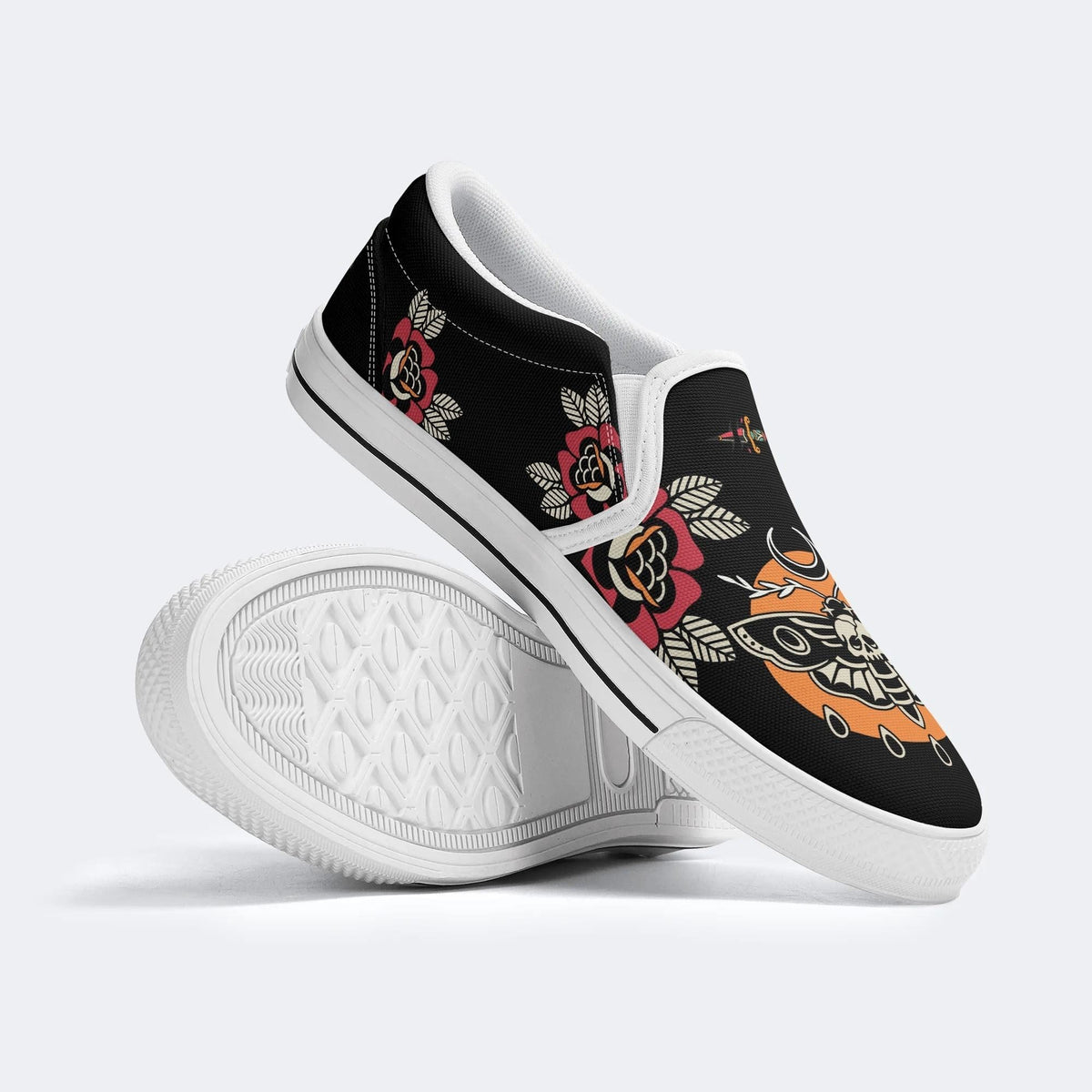 Death Moth Vintage Print - Slip On Shoes