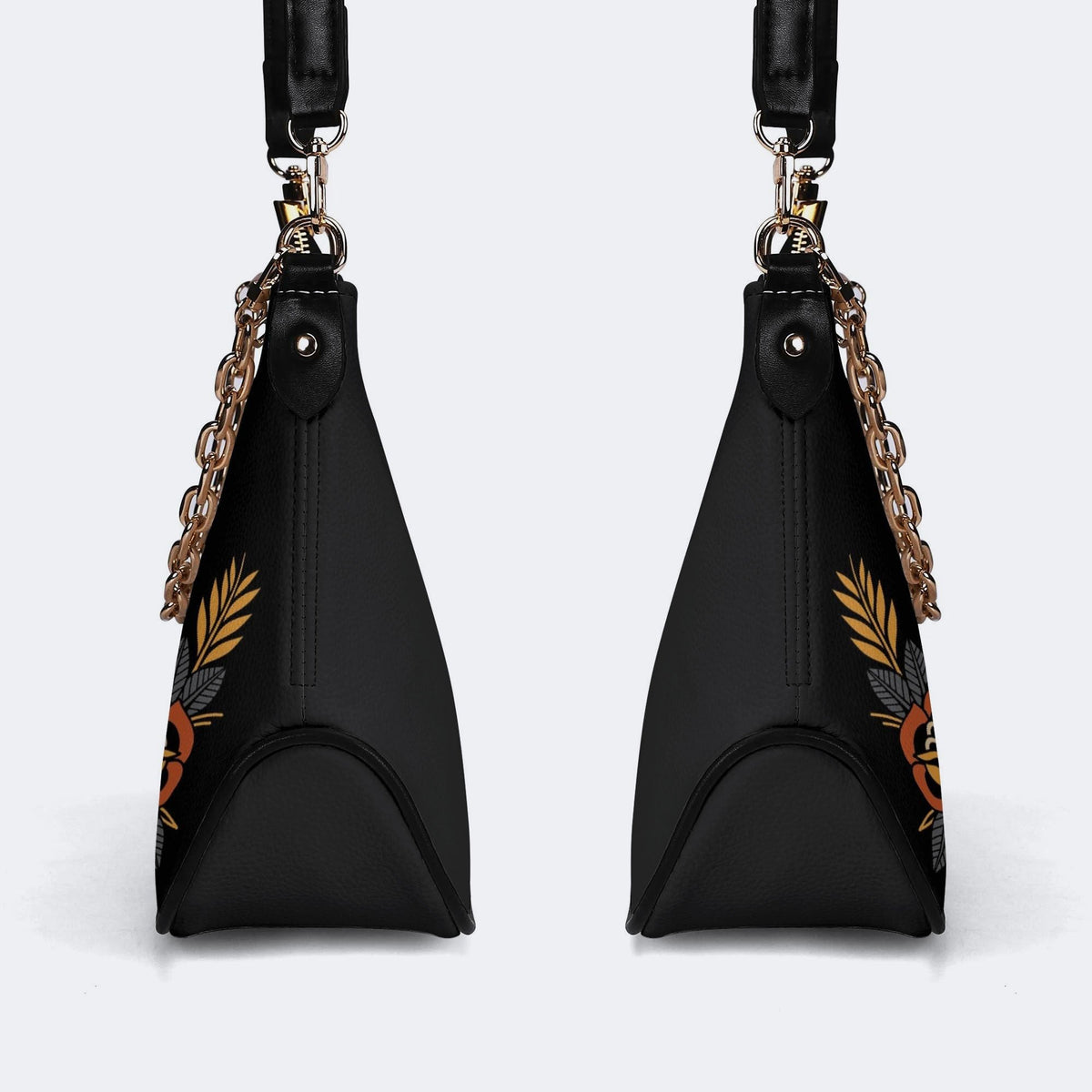 Grim Reaper Flowers Print - Leather Crossbody Bag