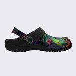 Psychedelic Mushroom Forest Print Fleece-Lined Clogs
