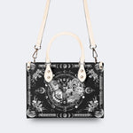 Tarot Skull Butterfly Print - Leather Handbag