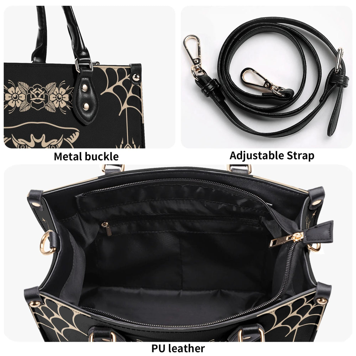 Unisex Tiger Print - Leather Handbag