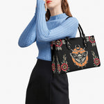 Death Moth Vintage Print - Leather Handbag
