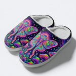 Flowing Color Psychedelic Moth Print Fleece-Lined Slippers