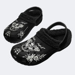 Death Moth Retro Print - Fur Lined Slippers/Sandals
