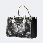 Tarot Skull Butterfly Print - Leather Handbag