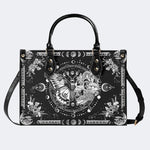 Tarot Skull Butterfly Print - Leather Handbag