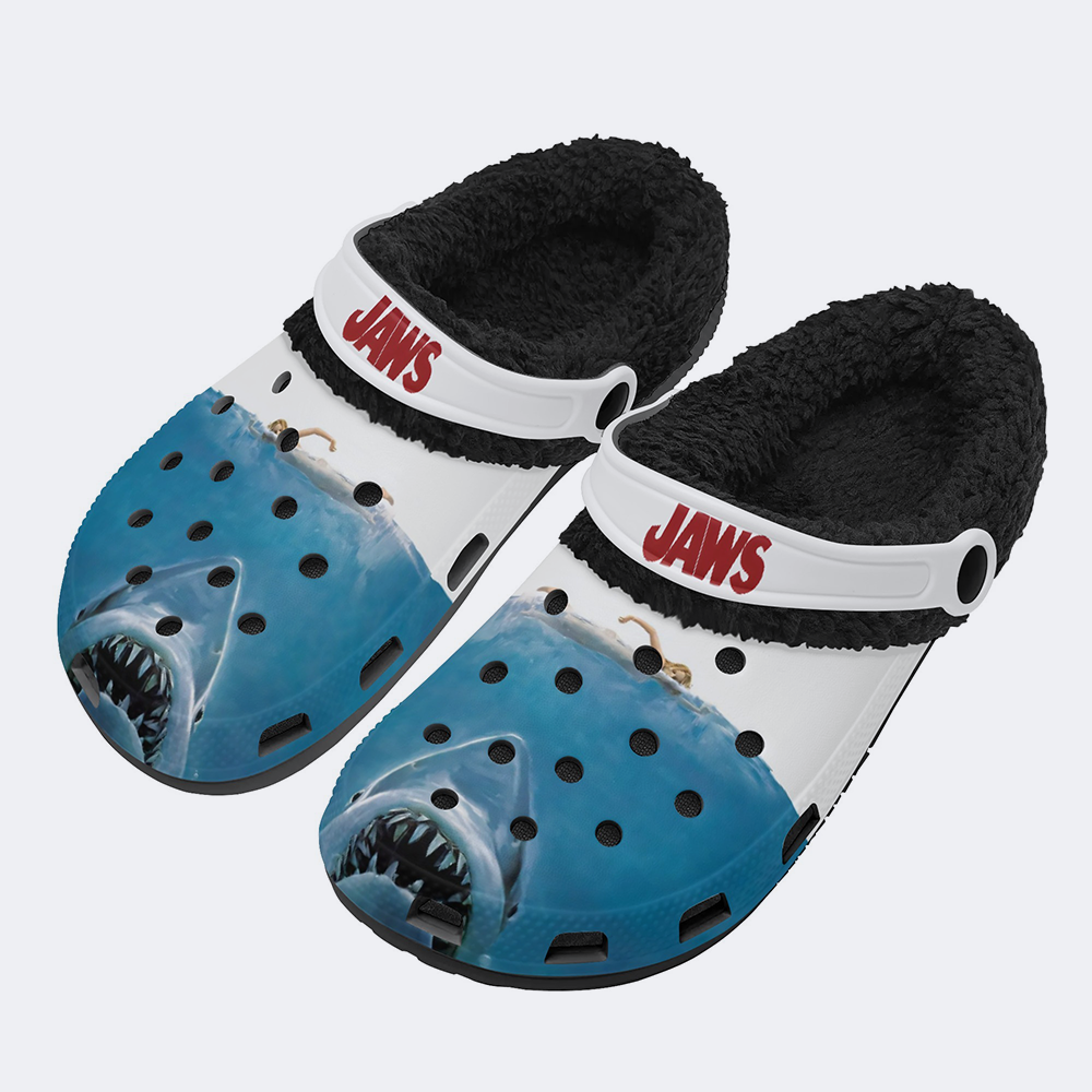 Quint's Shark Fishing Jaws Print - Fur Lined Slippers/Sandals