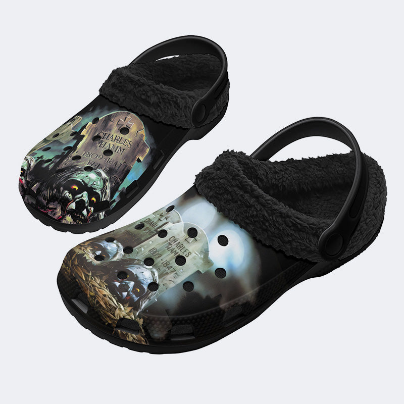 City of the Living Dead Print - Fur Lined Slippers/Sandals