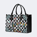 Gothic Pattern Patchwork Print - Leather Handbag