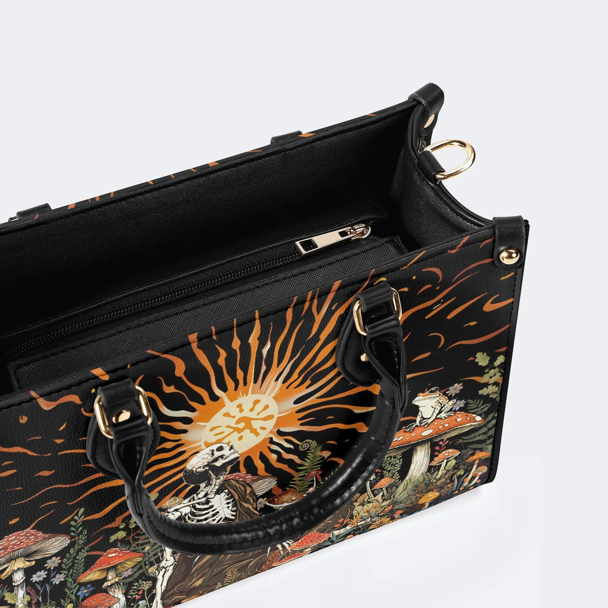 Sun Over The Mushroom Bush - Leather Handbag