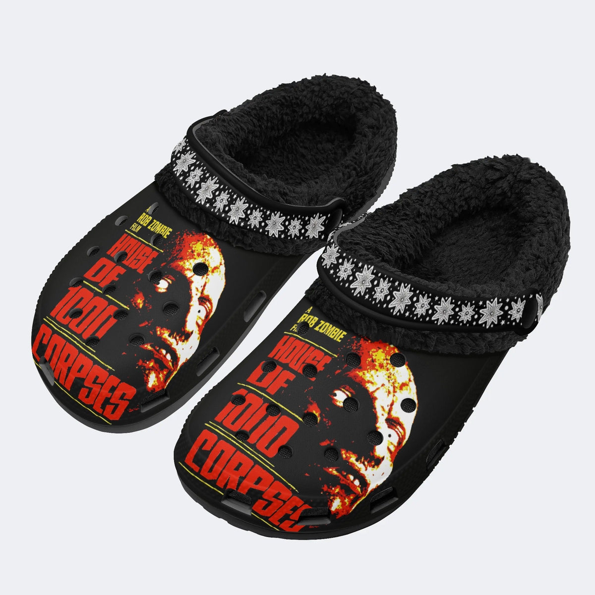 Horror Movie Vintage Graphic Print - Fur Lined Slippers
