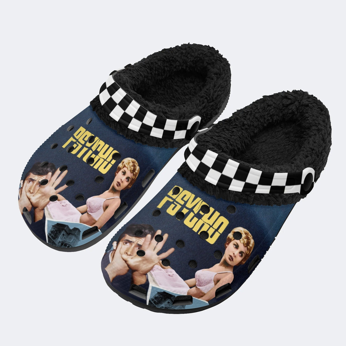 Horror Movie Vintage Graphic - Fur Lined Slippers