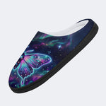 Cosmic Nebula Moth Print Fleece-Lined Slippers