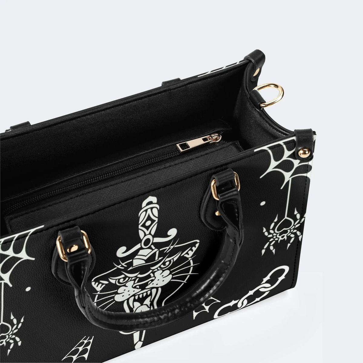 Unisex Tiger Print - Leather Handbag