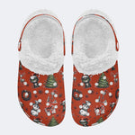 Christmas Pattern Print - Fur Lined Slippers/Sandals