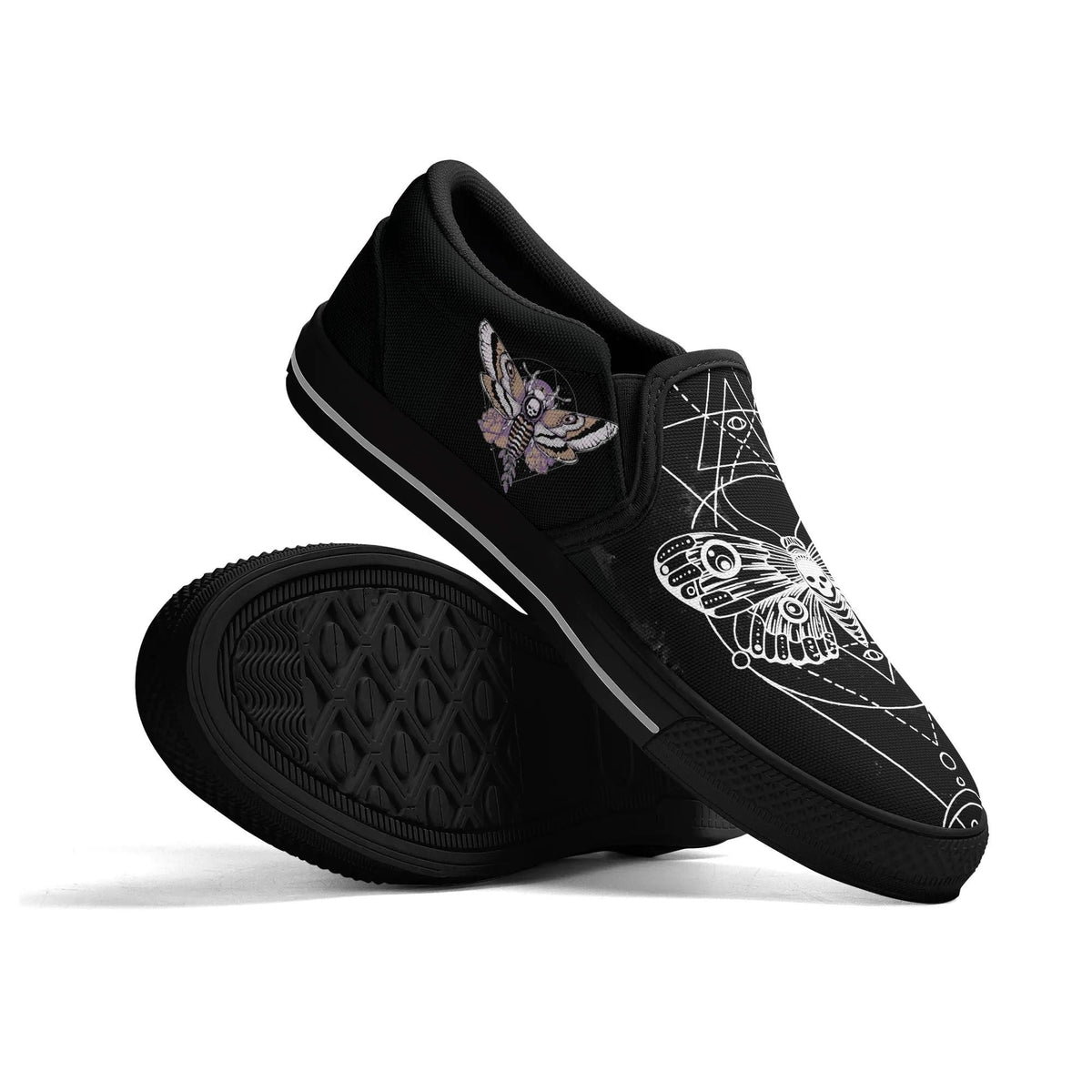Unisex Death Moth&Skull - Slip On Shoes