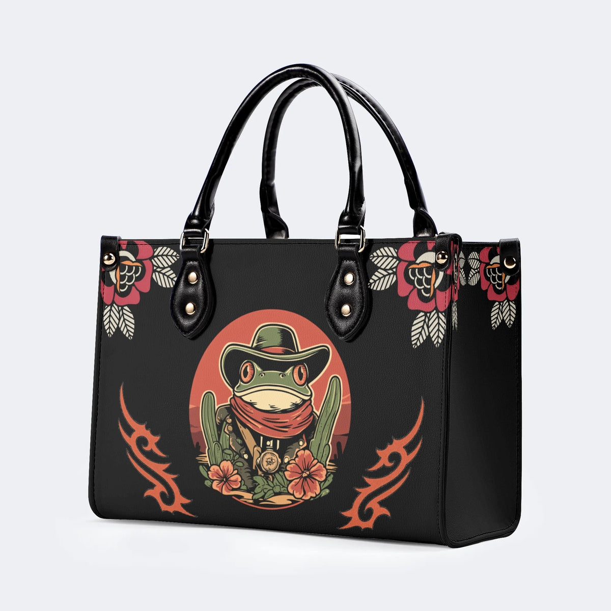 Cowboy Frog Print - Leather Handbag