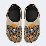Classic Skull And Moth Print - Slippers/Sandals