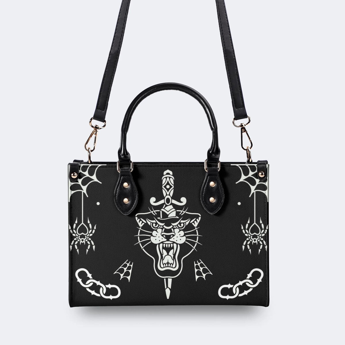 Unisex Tiger Print - Leather Handbag