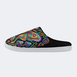 Psychedelic Retro Moth Forest Print Fleece-Lined Slippers