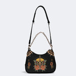 Death Moth On Sword Print - Leather Crossbody Bag