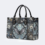 Gothic Bat Print - Leather Handbag