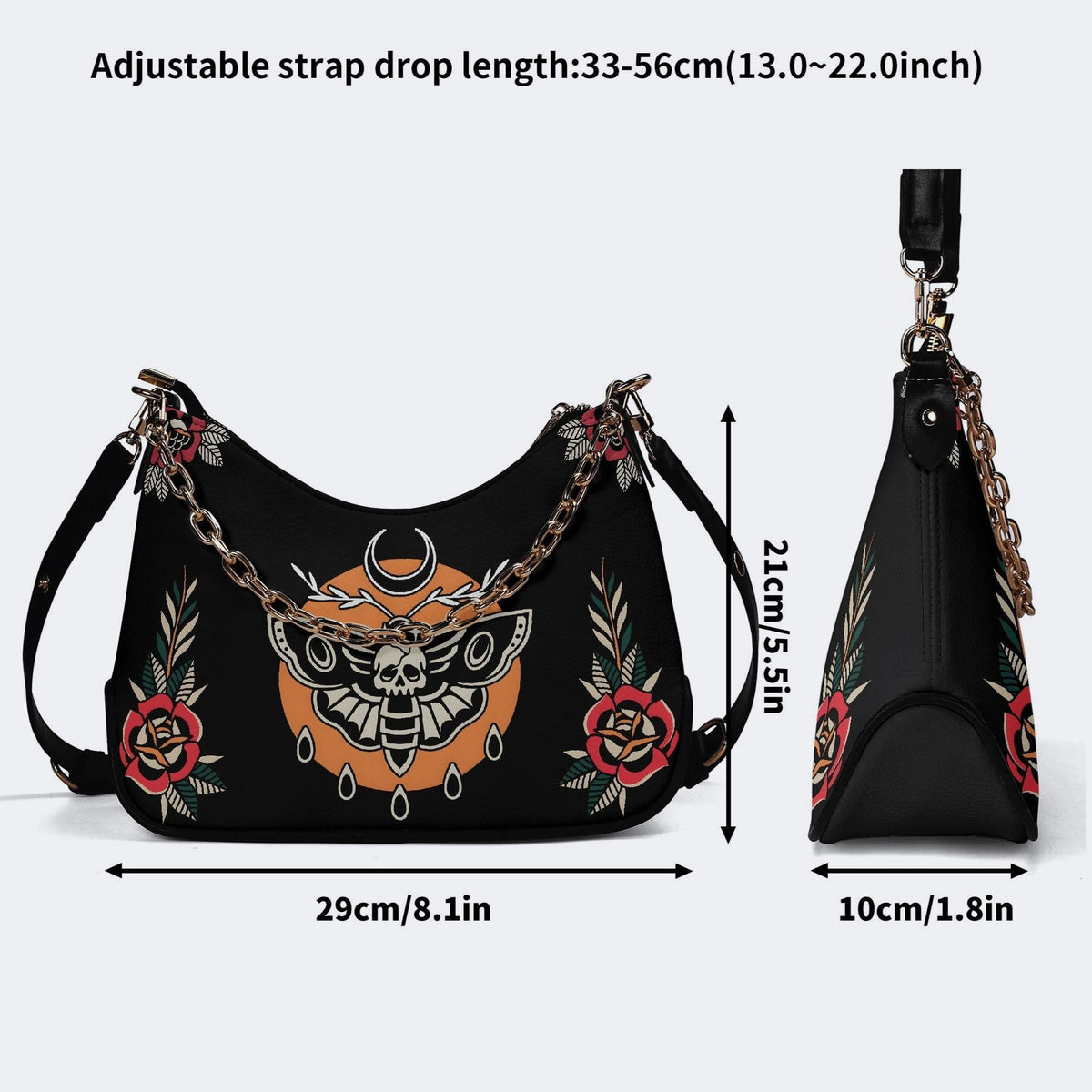 Death Moth Vintage Print - Leather Crossbody Bag