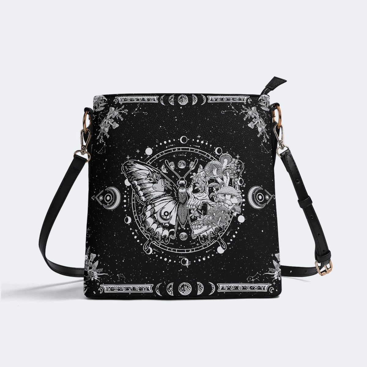 Tarot Skull Butterfly Print - Bucket Bag