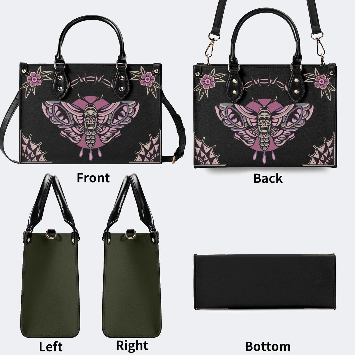 Classic Venom Moth Print - Leather Handbag