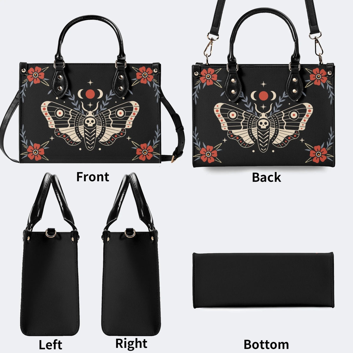 Red Spotted Death Moth - Leather Handbag