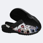 Irezumi Flowers and Cranes Print Fleece-Lined Clogs