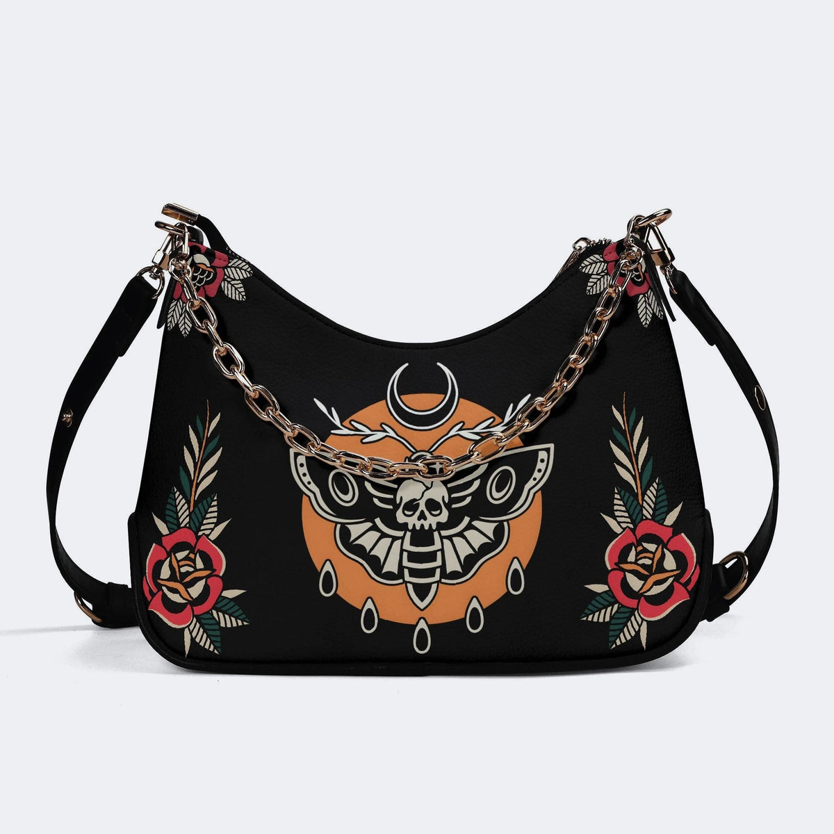 Death Moth Vintage Print - Leather Crossbody Bag