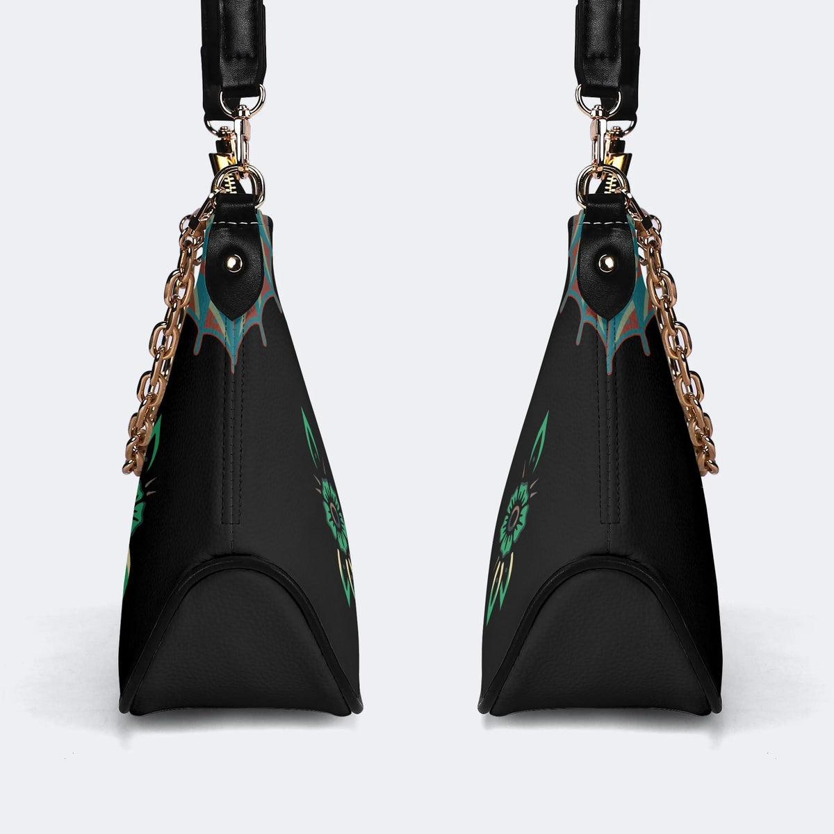 Irish Harp & Shamrocks Print - Leather Crossbody Bag