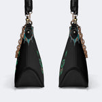 Irish Harp & Shamrocks Print - Leather Crossbody Bag