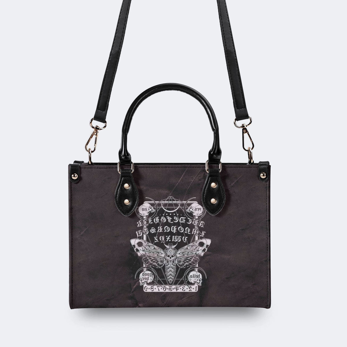 Vintage Death Moth Print - Leather Handbag