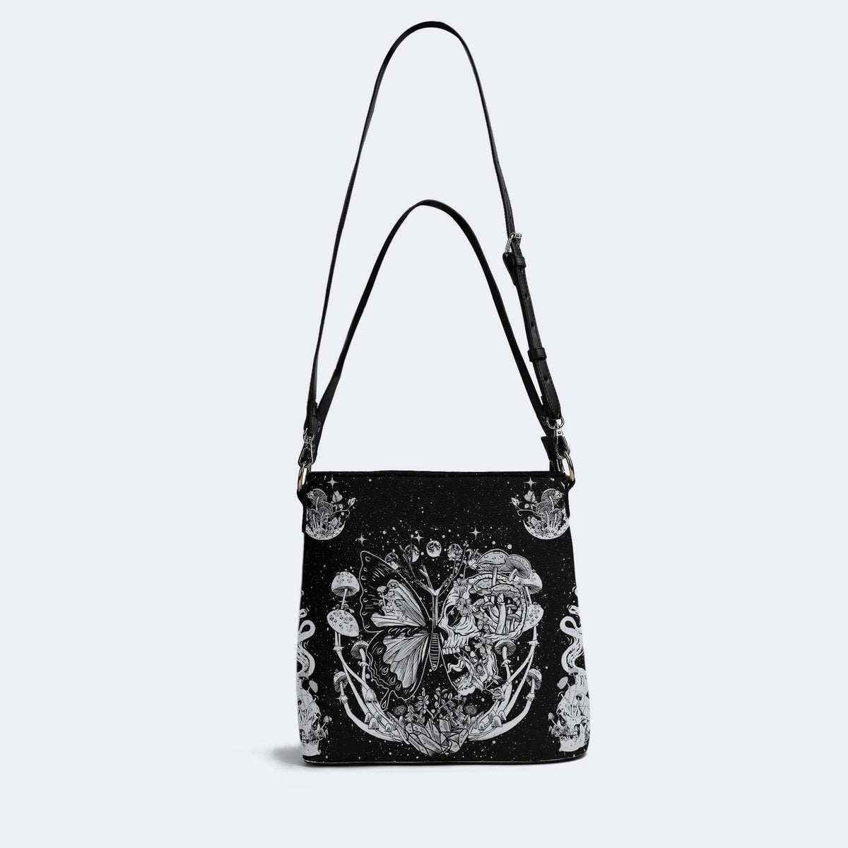 Tarot Skull Butterfly Print - Bucket Bag