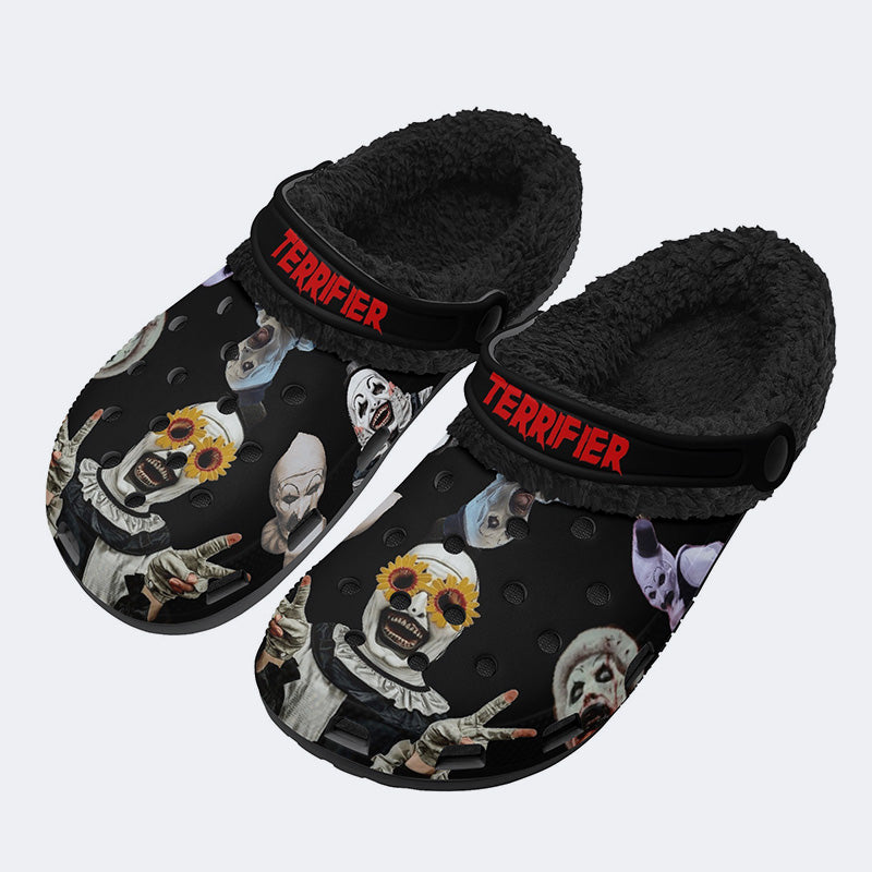 Unisex Horror Terrifier Print - Fur Lined Slippers/Sandals