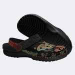 Vintage Mushroom Forest Moth Print Fleece-Lined Clogs