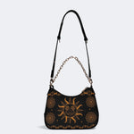 Retro Sun Print - Leather Crossbody Bag