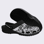 Death Moth & Skull Flower Print Fleece-Lined Clogs