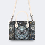 Gothic Bat Print - Leather Handbag