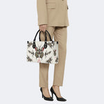 Death Moth And Flowers - Leather Handbag