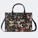 Starry Mushroom Print - Leather Handbag