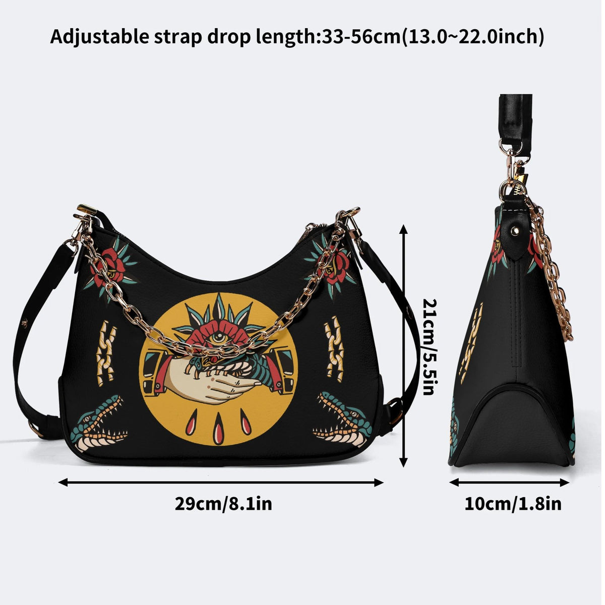 Trust No One Snake Print - Leather Crossbody Bag