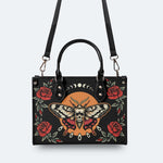 Rose Death Moth Art Print - Leather Handbag