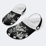 Death Moth Retro Print - Fur Lined Slippers/Sandals