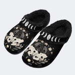 Vintage Floral Moth Print - Fur Lined Slippers/Sandals