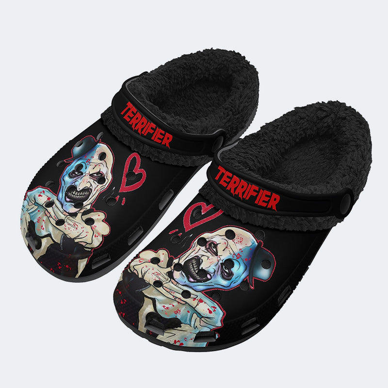 Unisex Horror Terrifier Print - Fur Lined Slippers/Sandals
