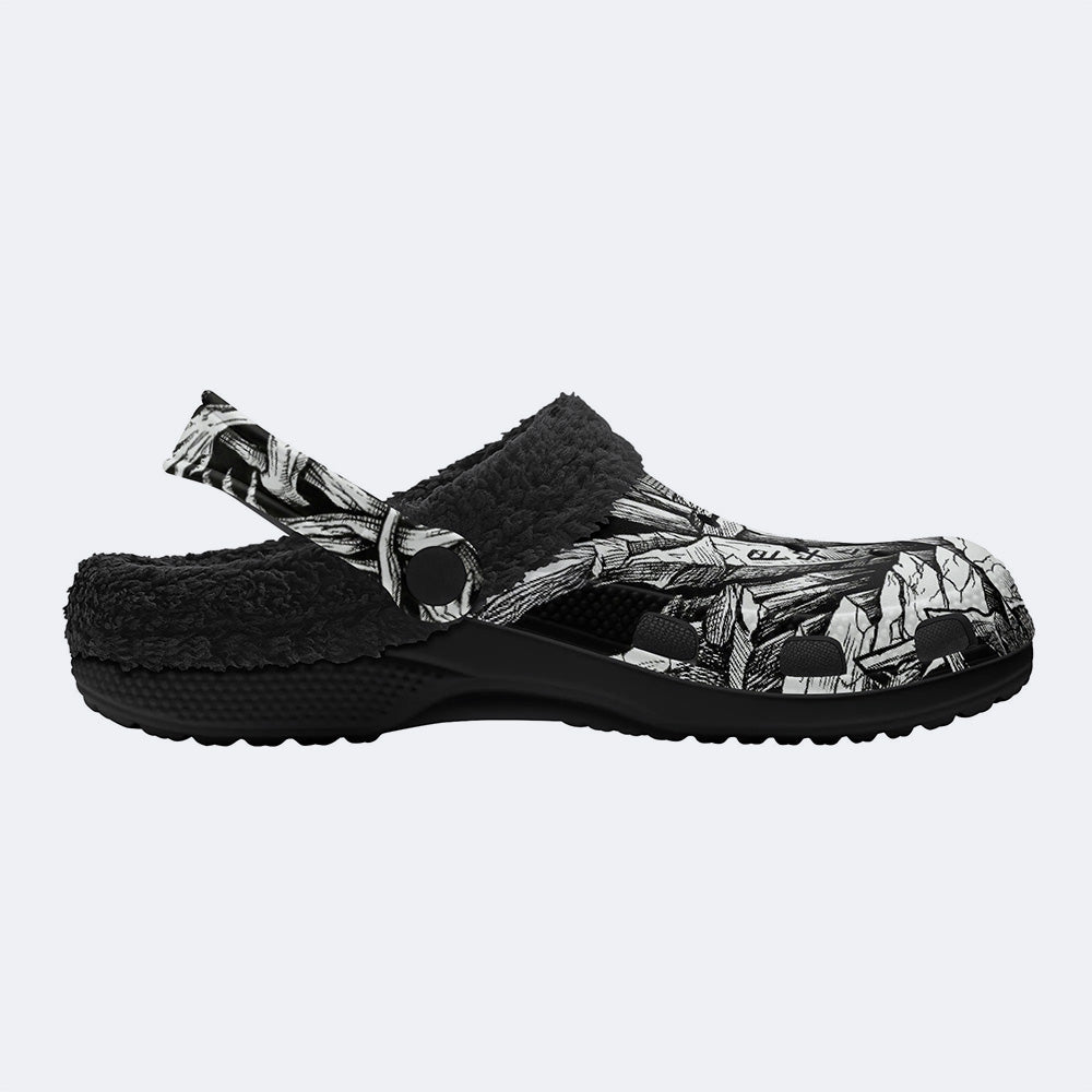 Hell Crack Print Fleece-Lined Clogs
