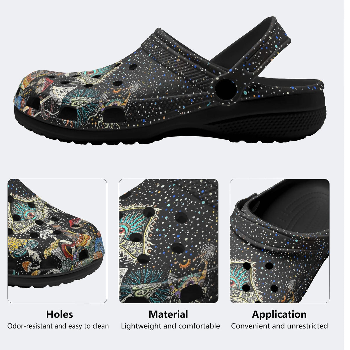 Retro Dark Mushroom Eyes Halloween Print - Slippers/Sandals